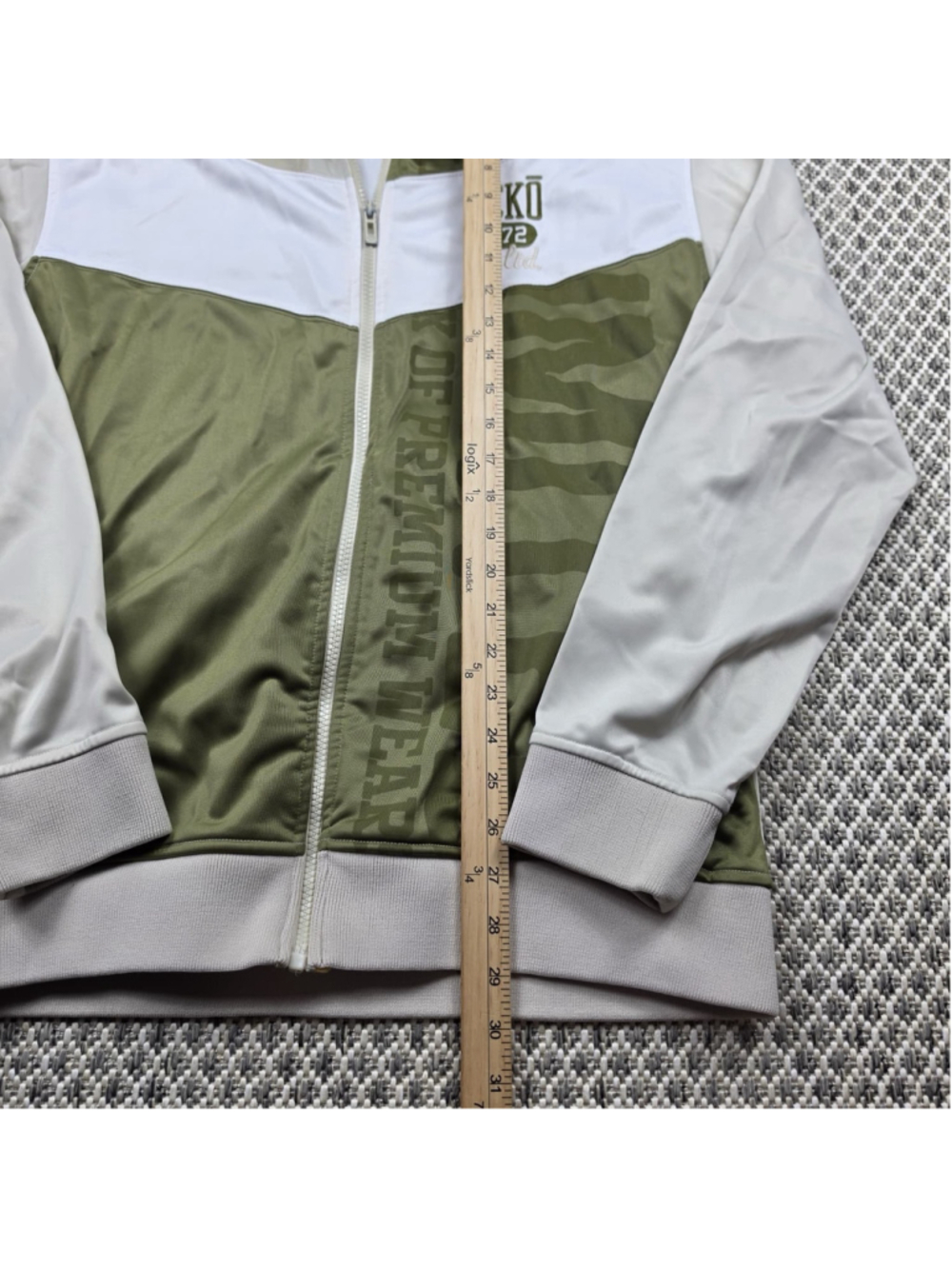 Vintage Ecko Unltd Track Jacket Full Zip Olive Green White Y2K Mens Large - Picture 9 of 10